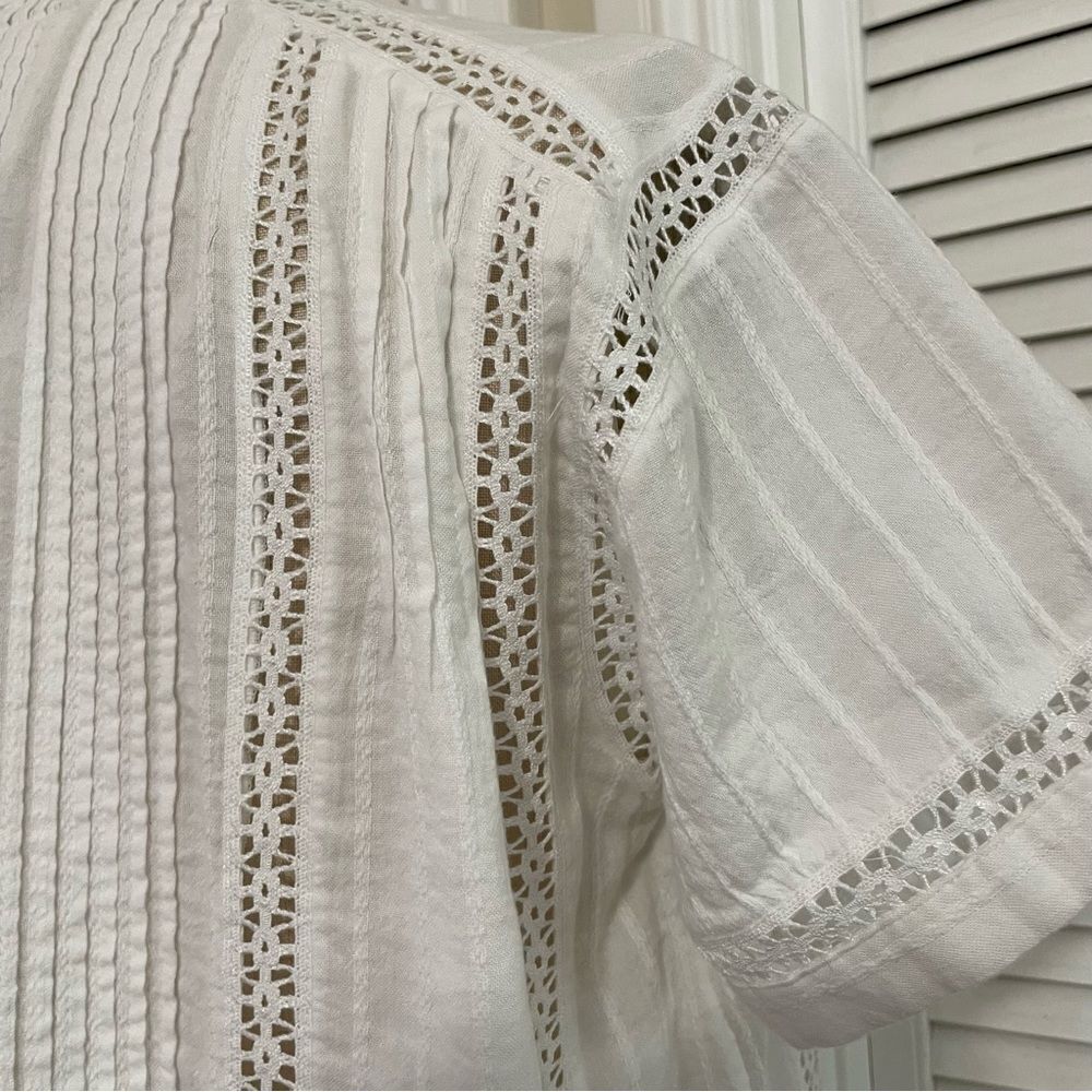 Lucky Brand White Lace Details Buttoned Down Flowy Shirt Sz-XS - Picture 8 of 15
